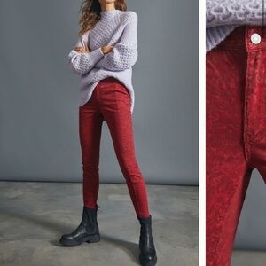 🌟HP🌟 ANTHROPOLOGIE  Pilcro Flocked High-Rise Jeans Leggings Size 27.